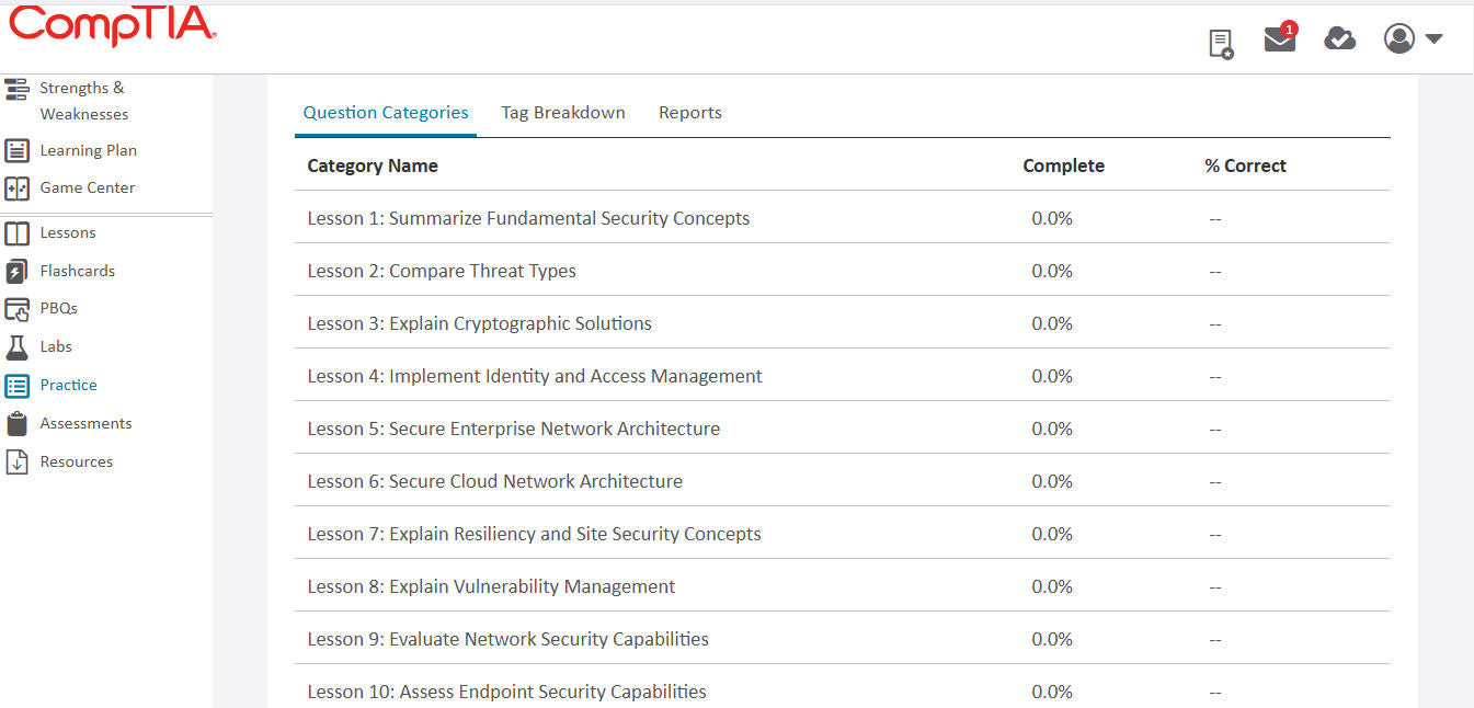 ข้อเสนอที่ดีที่สุด (SY0-701) - CompTIA Security+ CertMaster Learn + Labs (3 เดือน)