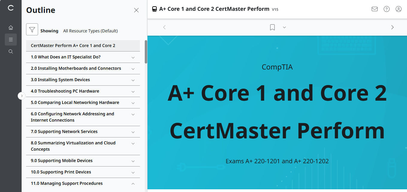 CompTIA A+ Core 1 & 2 CertMaster Perform (V15) (เข้าใช้งาน 4 เดือน) (🛒ข้อเสนอพิเศษ)