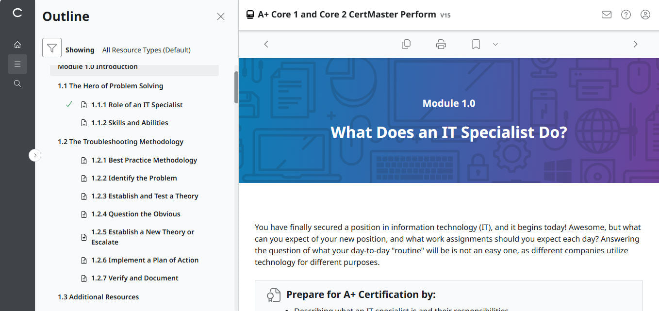 CompTIA A+ Core 1 & 2 CertMaster Perform (V15) (เข้าใช้งาน 4 เดือน) (🛒ข้อเสนอพิเศษ)