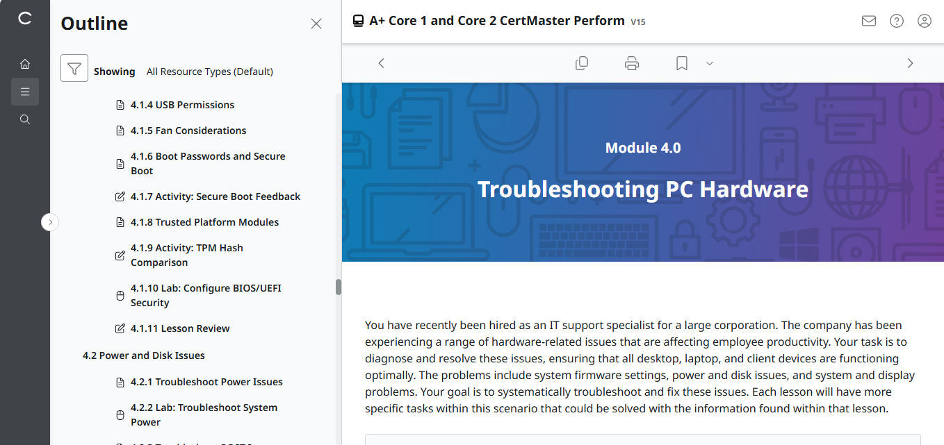 CompTIA A+ Core 1 & 2 CertMaster Perform (V15)