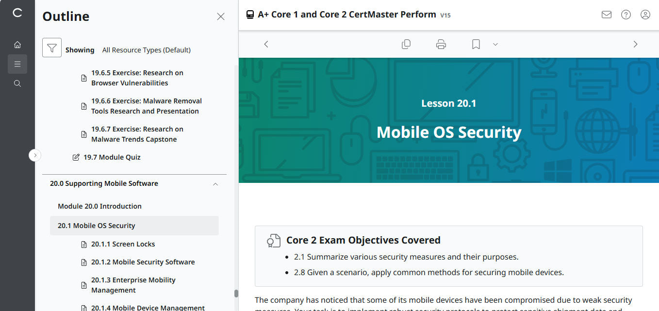 CompTIA A+ Core 1 & 2 CertMaster Perform (V15)