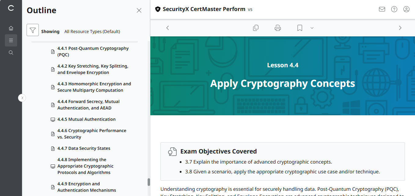 CertMaster Perform สำหรับ CompTIA SecurityX (CASP+) CAS-005 สิทธิ์เข้าใช้งาน 3 เดือน (🛒ข้อเสนอพิเศษ)